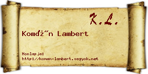Komán Lambert névjegykártya